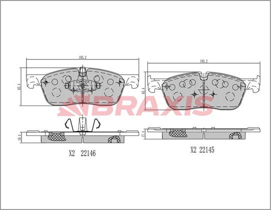 Braxis AA0694 - Гальмівні колодки, дискові гальма autocars.com.ua