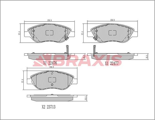 Braxis AA0696 - Гальмівні колодки, дискові гальма autocars.com.ua