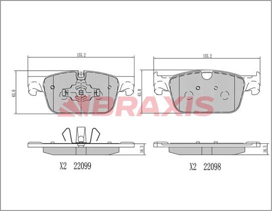 Braxis AA0702 - Гальмівні колодки, дискові гальма autocars.com.ua