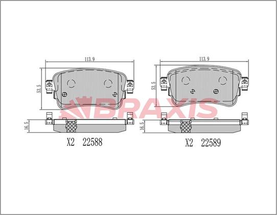 Braxis AA0708 - Гальмівні колодки, дискові гальма autocars.com.ua