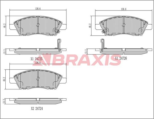 Braxis AA0710 - Гальмівні колодки, дискові гальма autocars.com.ua