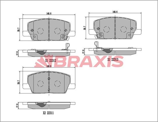 Braxis AA0715 - Гальмівні колодки, дискові гальма autocars.com.ua