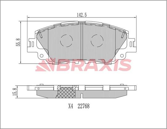 Braxis AA0716 - Гальмівні колодки, дискові гальма autocars.com.ua