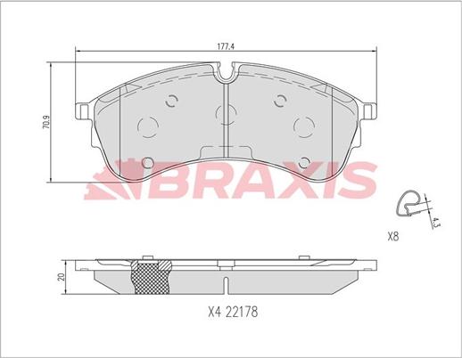 Braxis AA0720 - Гальмівні колодки, дискові гальма autocars.com.ua