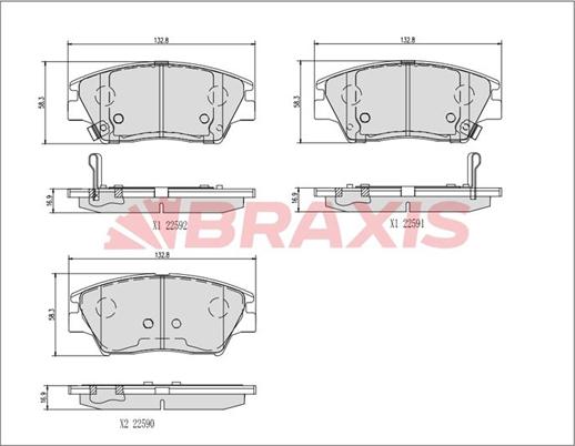 Braxis AA0723 - Гальмівні колодки, дискові гальма autocars.com.ua
