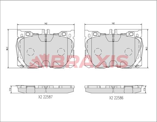 Braxis AA0726 - Гальмівні колодки, дискові гальма autocars.com.ua