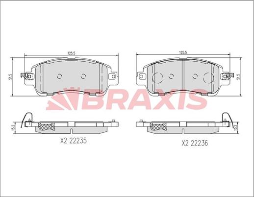 Braxis AA0730 - Гальмівні колодки, дискові гальма autocars.com.ua