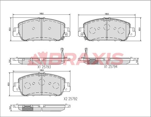 Braxis AA0736 - Гальмівні колодки, дискові гальма autocars.com.ua