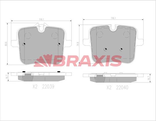 Braxis AA0767 - Гальмівні колодки, дискові гальма autocars.com.ua