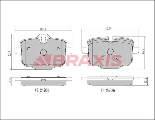 Braxis AA0768 - Гальмівні колодки, дискові гальма autocars.com.ua