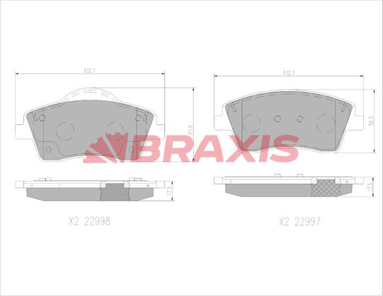 Braxis AA0769 - Гальмівні колодки, дискові гальма autocars.com.ua