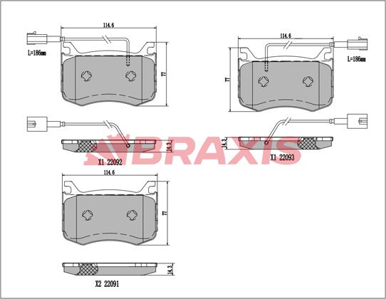 Braxis AA0782 - Гальмівні колодки, дискові гальма autocars.com.ua