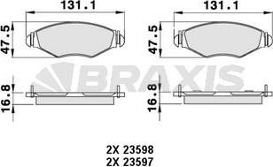 Braxis AB0005 - Гальмівні колодки, дискові гальма autocars.com.ua