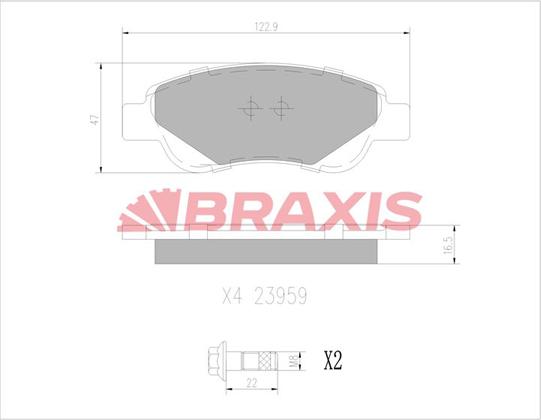 Braxis AB0010 - Гальмівні колодки, дискові гальма autocars.com.ua