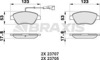 Braxis AB0012 - Гальмівні колодки, дискові гальма autocars.com.ua