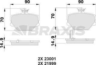 Braxis AB0013 - Гальмівні колодки, дискові гальма autocars.com.ua