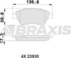 Braxis AB0018 - Гальмівні колодки, дискові гальма autocars.com.ua