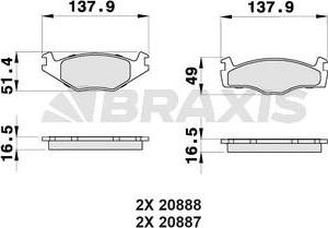 Braxis AB0026 - Гальмівні колодки, дискові гальма autocars.com.ua