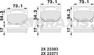 Braxis AB0027 - Гальмівні колодки, дискові гальма autocars.com.ua