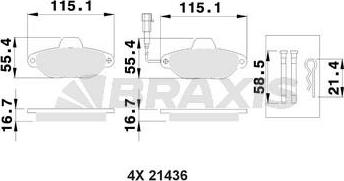 Braxis AB0028 - Гальмівні колодки, дискові гальма autocars.com.ua