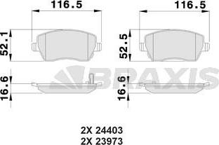 Braxis AB0034 - Гальмівні колодки, дискові гальма autocars.com.ua