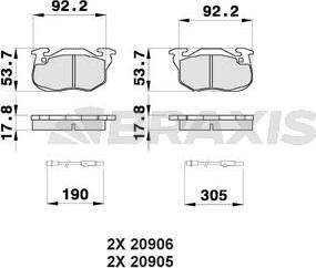 Braxis AB0035 - Тормозные колодки, дисковые, комплект autodnr.net