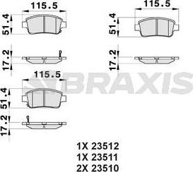 Braxis AB0036 - Гальмівні колодки, дискові гальма autocars.com.ua