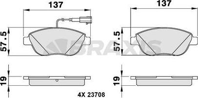 Braxis AB0037 - Гальмівні колодки, дискові гальма autocars.com.ua