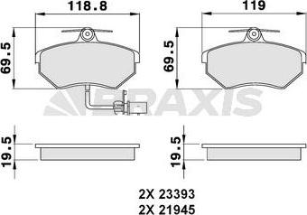 Braxis AB0038 - Гальмівні колодки, дискові гальма autocars.com.ua