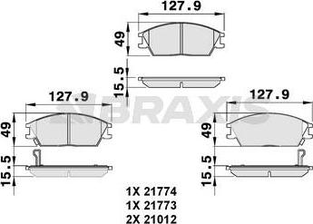 Braxis AB0044 - Гальмівні колодки, дискові гальма autocars.com.ua