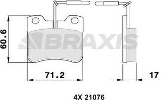 Braxis AB0046 - Гальмівні колодки, дискові гальма autocars.com.ua