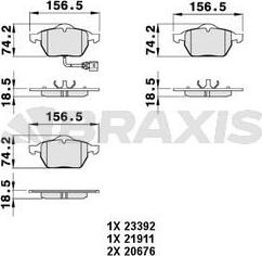 Braxis AB0049 - Гальмівні колодки, дискові гальма autocars.com.ua