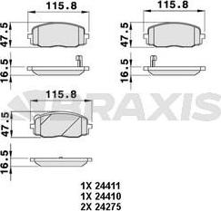 Braxis AB0052 - Гальмівні колодки, дискові гальма autocars.com.ua