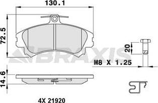 Braxis AB0054 - Гальмівні колодки, дискові гальма autocars.com.ua