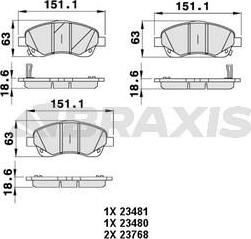 Braxis AB0055 - Гальмівні колодки, дискові гальма autocars.com.ua