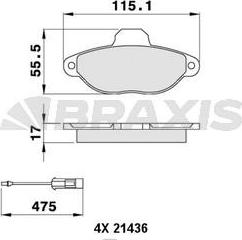 Braxis AB0058 - Гальмівні колодки, дискові гальма autocars.com.ua