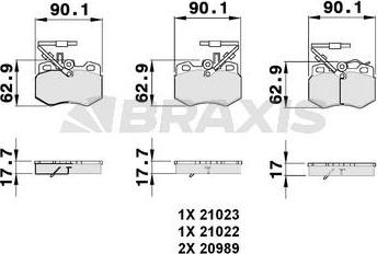 Braxis AB0062 - Гальмівні колодки, дискові гальма autocars.com.ua