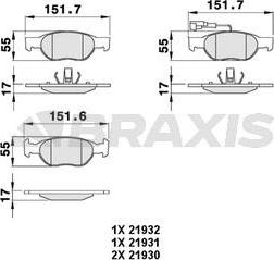 Braxis AB0063 - Гальмівні колодки, дискові гальма autocars.com.ua