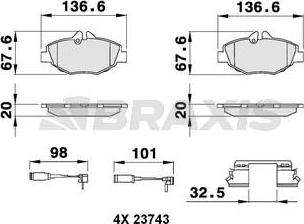 Braxis AB0073 - Гальмівні колодки, дискові гальма autocars.com.ua