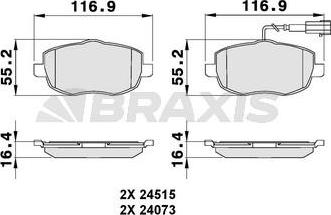 Braxis AB0078 - Гальмівні колодки, дискові гальма autocars.com.ua