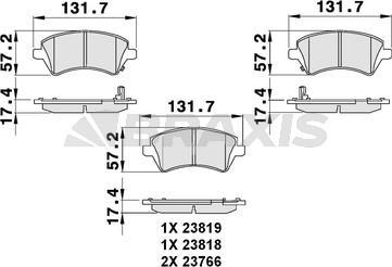 Braxis AB0082 - Гальмівні колодки, дискові гальма autocars.com.ua