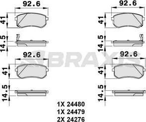 Braxis AB0084 - Гальмівні колодки, дискові гальма autocars.com.ua