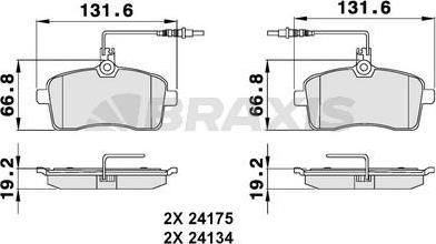 Braxis AB0089 - Гальмівні колодки, дискові гальма autocars.com.ua