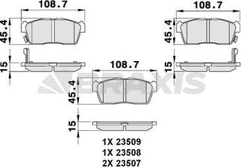 Braxis AB0095 - Гальмівні колодки, дискові гальма autocars.com.ua