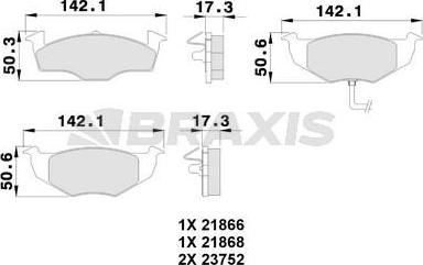 Braxis AB0102 - Гальмівні колодки, дискові гальма autocars.com.ua