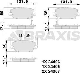 Braxis AB0103 - Гальмівні колодки, дискові гальма autocars.com.ua