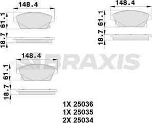 Braxis AB0107 - Тормозные колодки, дисковые, комплект autodnr.net