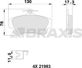 Braxis AB0112 - Гальмівні колодки, дискові гальма autocars.com.ua