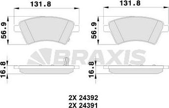 Braxis AB0121 - Гальмівні колодки, дискові гальма autocars.com.ua