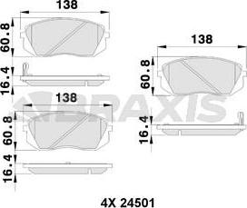 Braxis AB0123 - Гальмівні колодки, дискові гальма autocars.com.ua